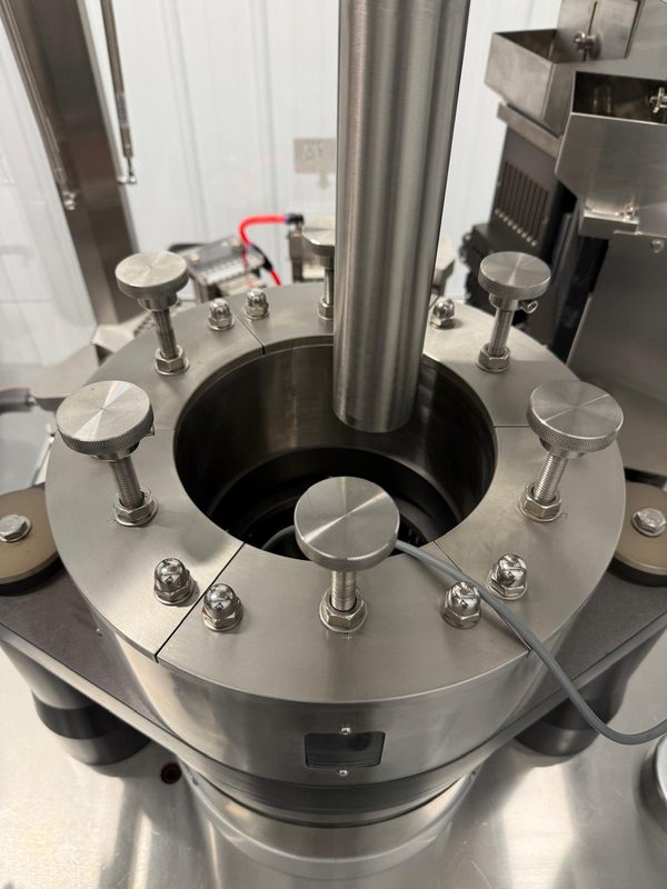 Looking down into the open dosing turret